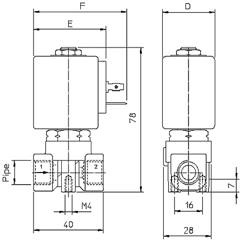 elektromagnitnyy klapan ode 21A2ZR30G razmery