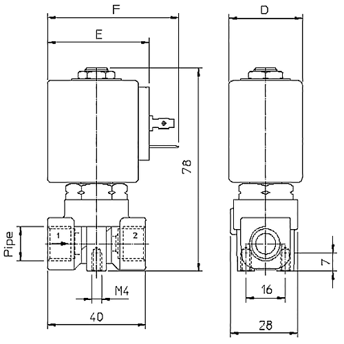 elektromagnitnyy klapan ode 21A3ZV15D razmery