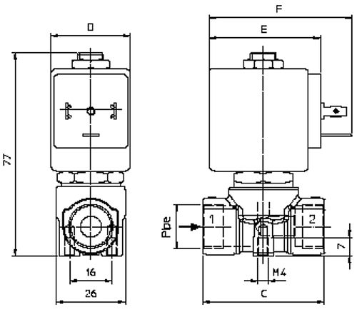 elektromagnitnyy klapan ode 21A8KT55 razmery