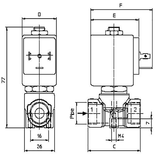 elektromagnitnyy klapan ode 21A8ZB45D razmery