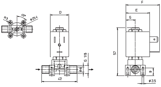 elektromagnitnyy klapan ode 21JPARRV23 razmery
