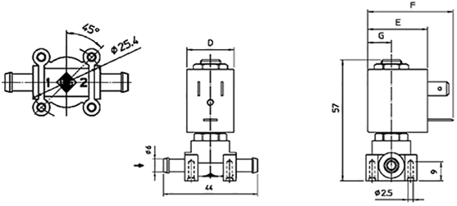 elektromagnitnyy klapan ode 21JPPR1V23 razmery