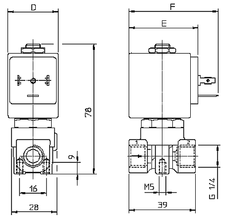 elektromagnitnyy klapan ode 21L2K1T40 razmery