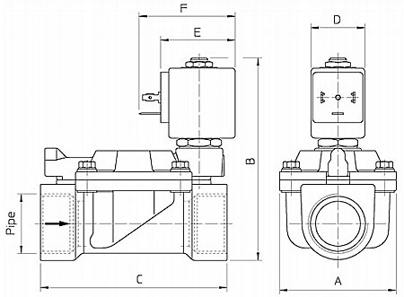 elektromagnitnyy klapan ode 21W4ZV250 razmery