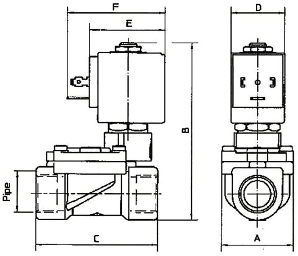 elektromagnitnyy klapan ode 21WA3ZOE130 razmery