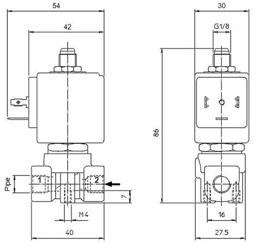 elektromagnitnyy klapan ode 31A2AB30 razmery