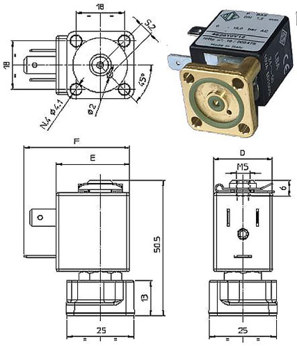 elektromagnitnyy klapan ode 4628YQ0V12 razmery