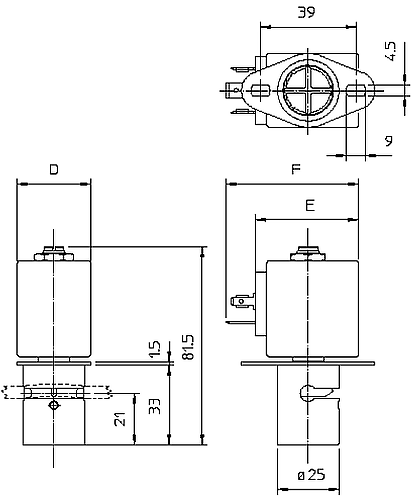 perezhimnoj elektromagnitnyy klapan ode 21Z25B1S65 razmery