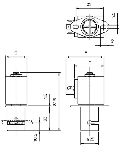perezhimnoj elektromagnitnyy klapan ode 21Z25B2S65 razmery